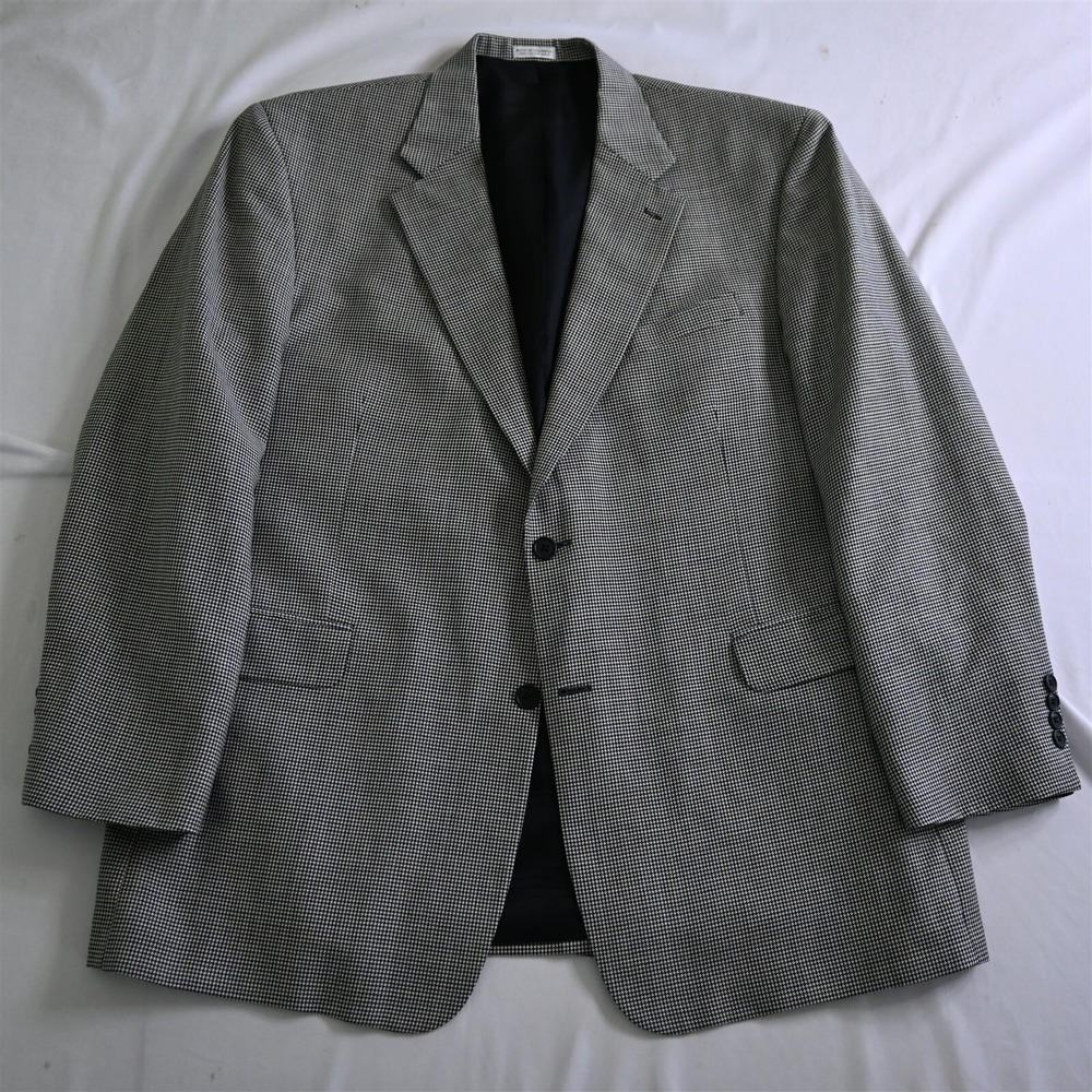 Meeting Street 48R Gray Houndstooth 100% Wool Mens Blazer Suit Jacket Sport Coat